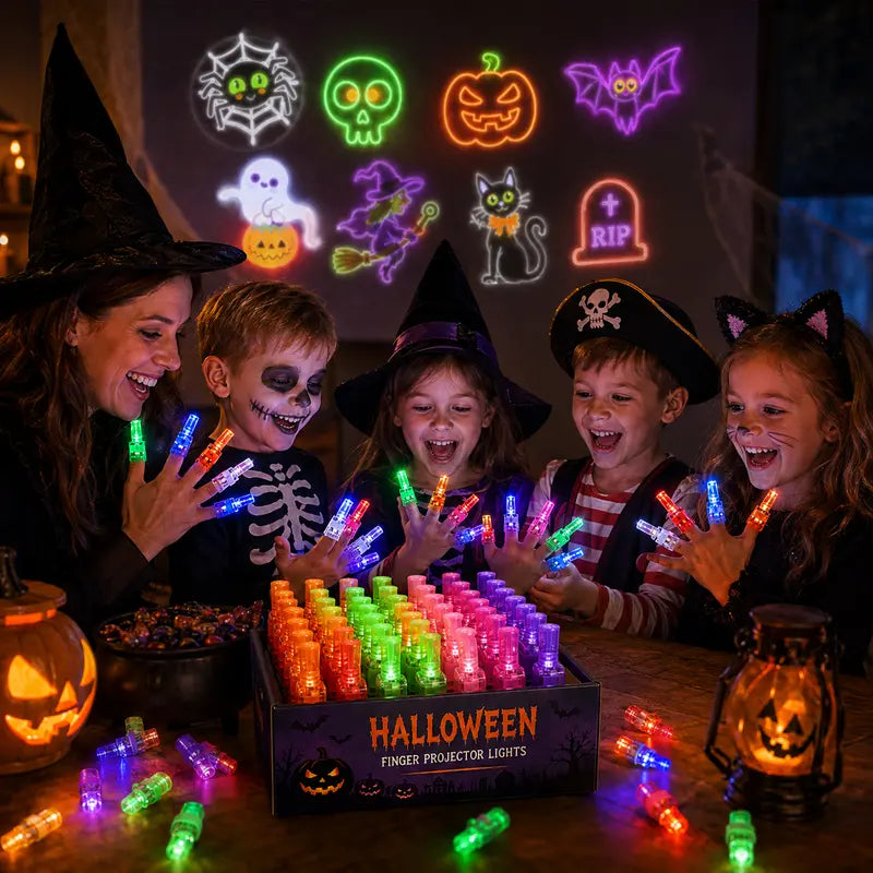 Halloween party with neon projection designs