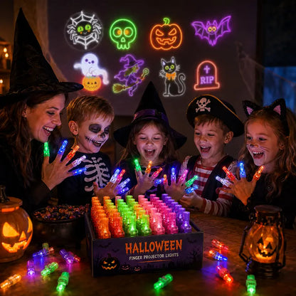 Halloween party with neon projection designs