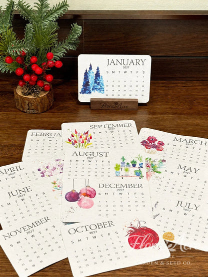 Timeless Seed Calendar 2027 — botanical monthly cards