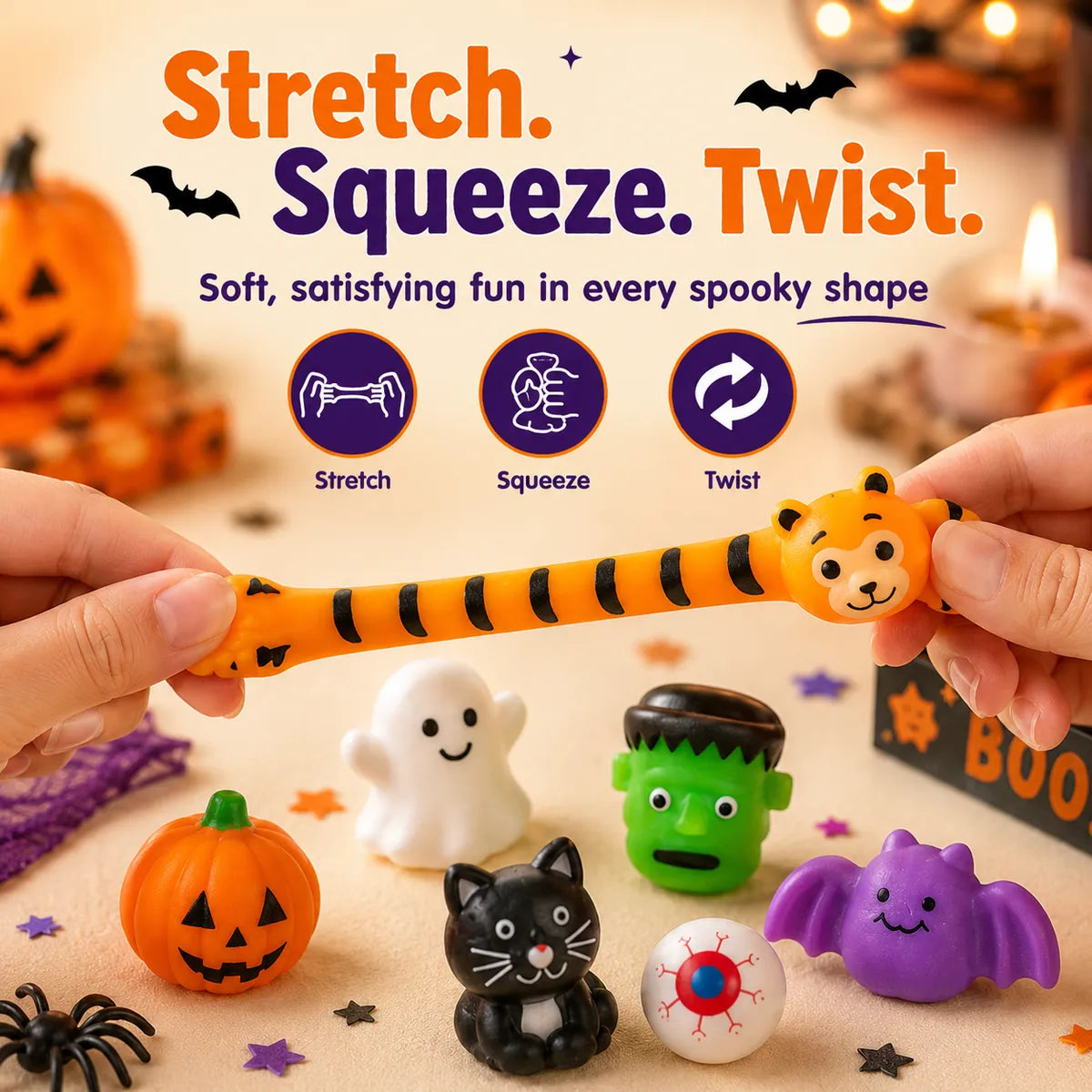 50PCS Halloween mochi squishy toys in assorted spooky characters – image 4
