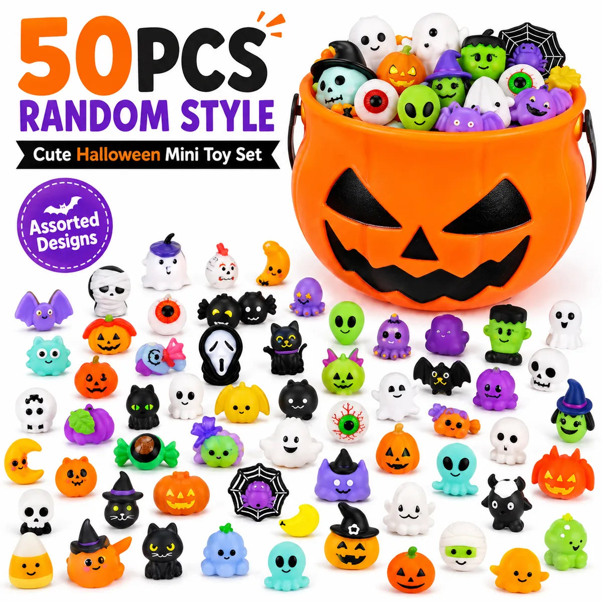 50PCS Halloween mochi squishy toys in assorted spooky characters – image 11