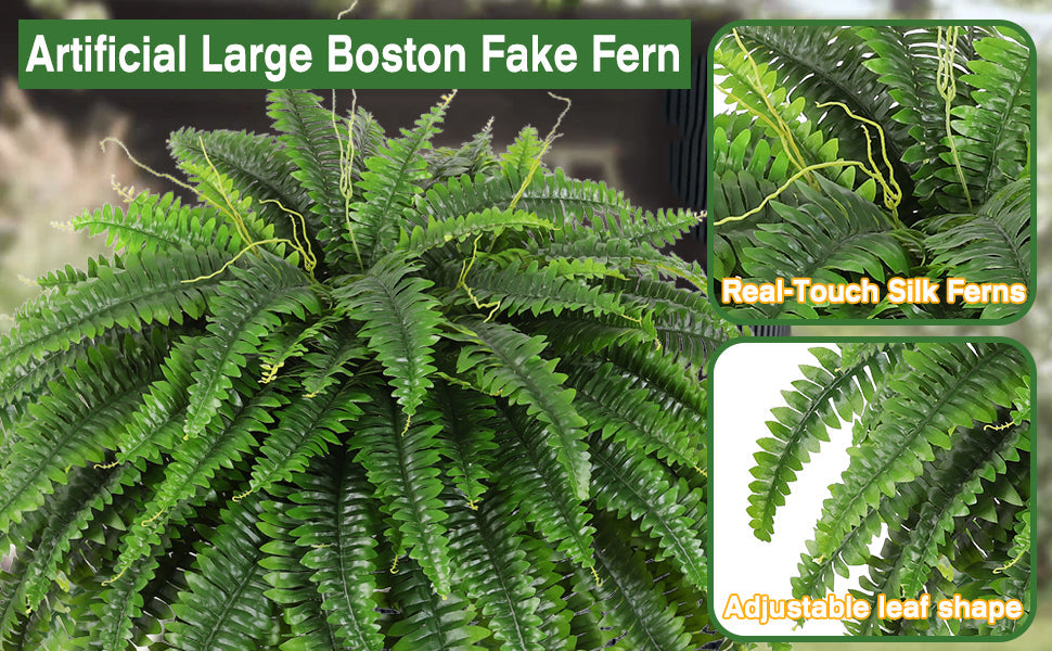 UV-resistant artificial Boston fern foliage