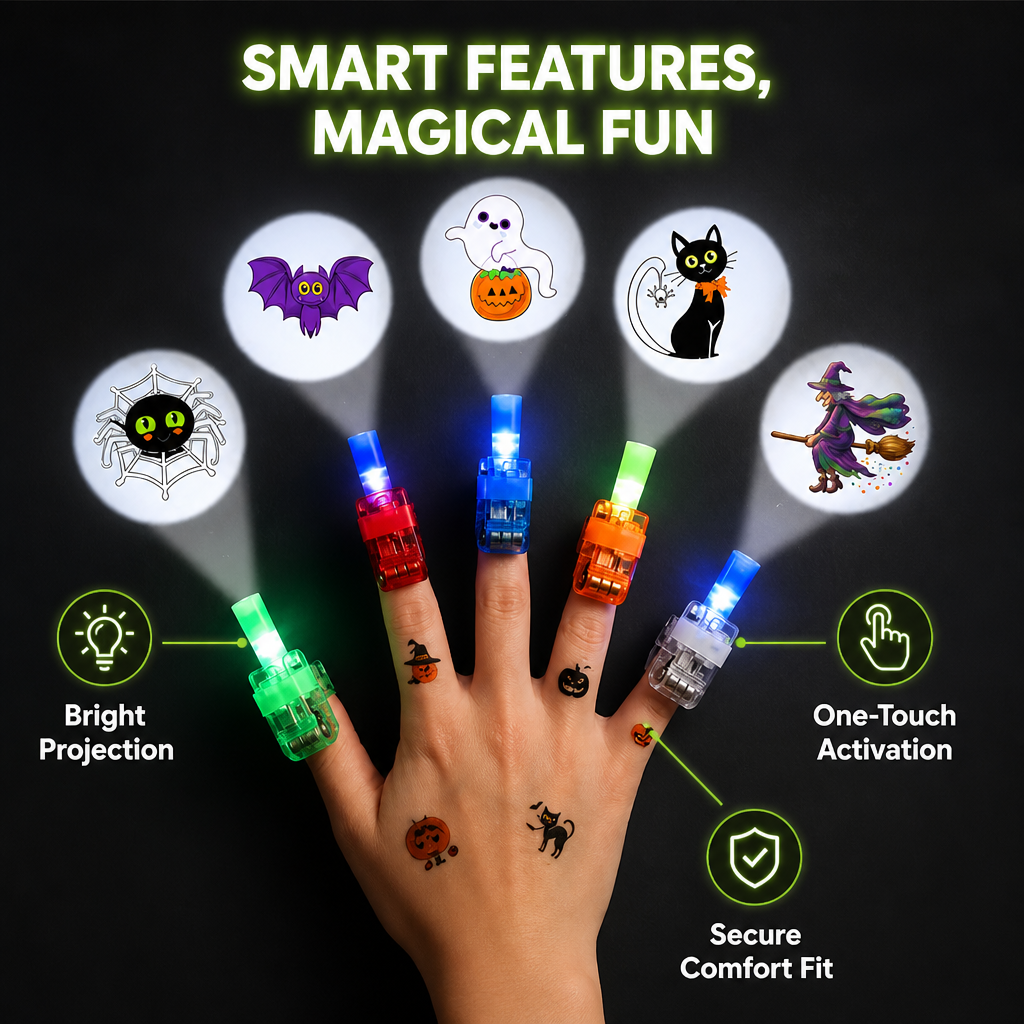 Finger projector features and elastic strap