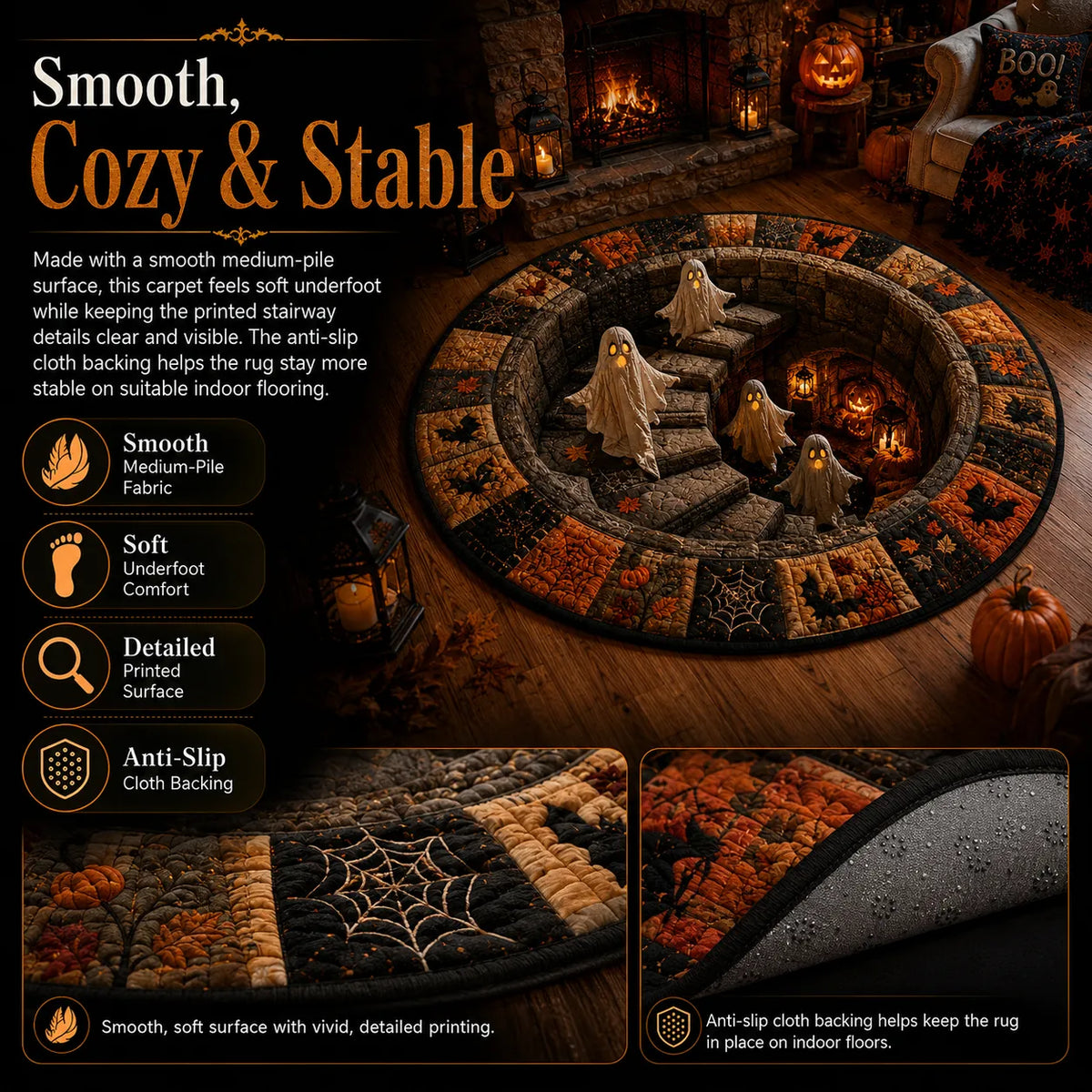 Reemoreemoo haunted vortex round Halloween rug image 17