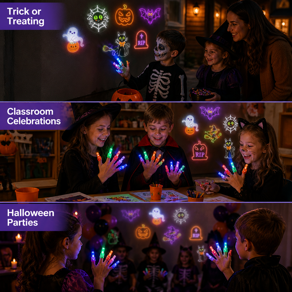 Halloween party and classroom scenes