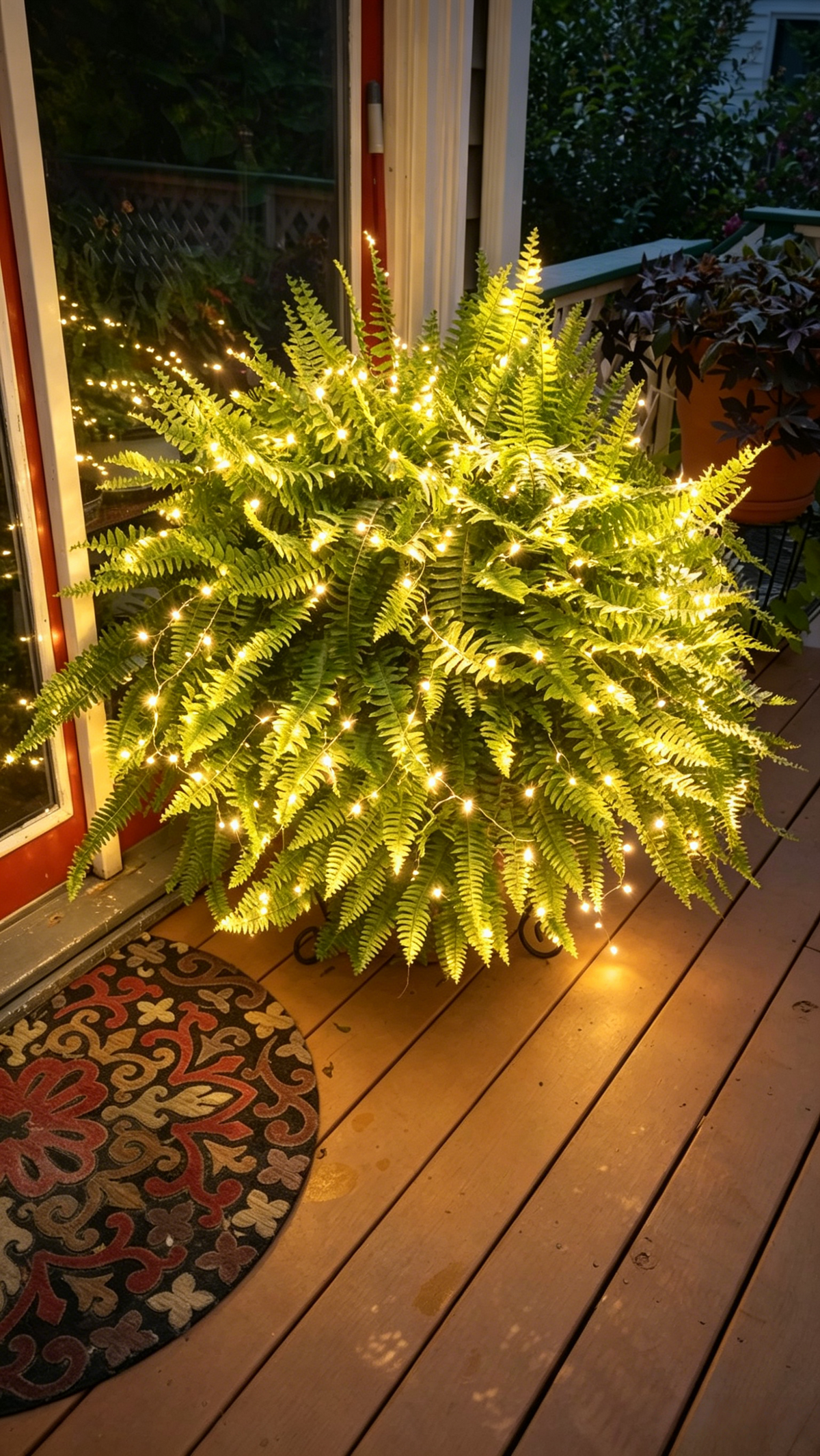 Customer photo of a full lighted Boston fern