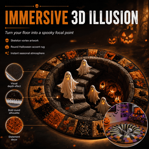 Reemoreemoo haunted vortex round Halloween rug image 1