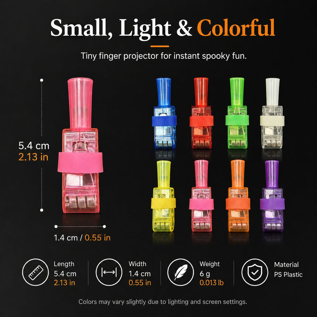 Finger projector colors dimensions and weight