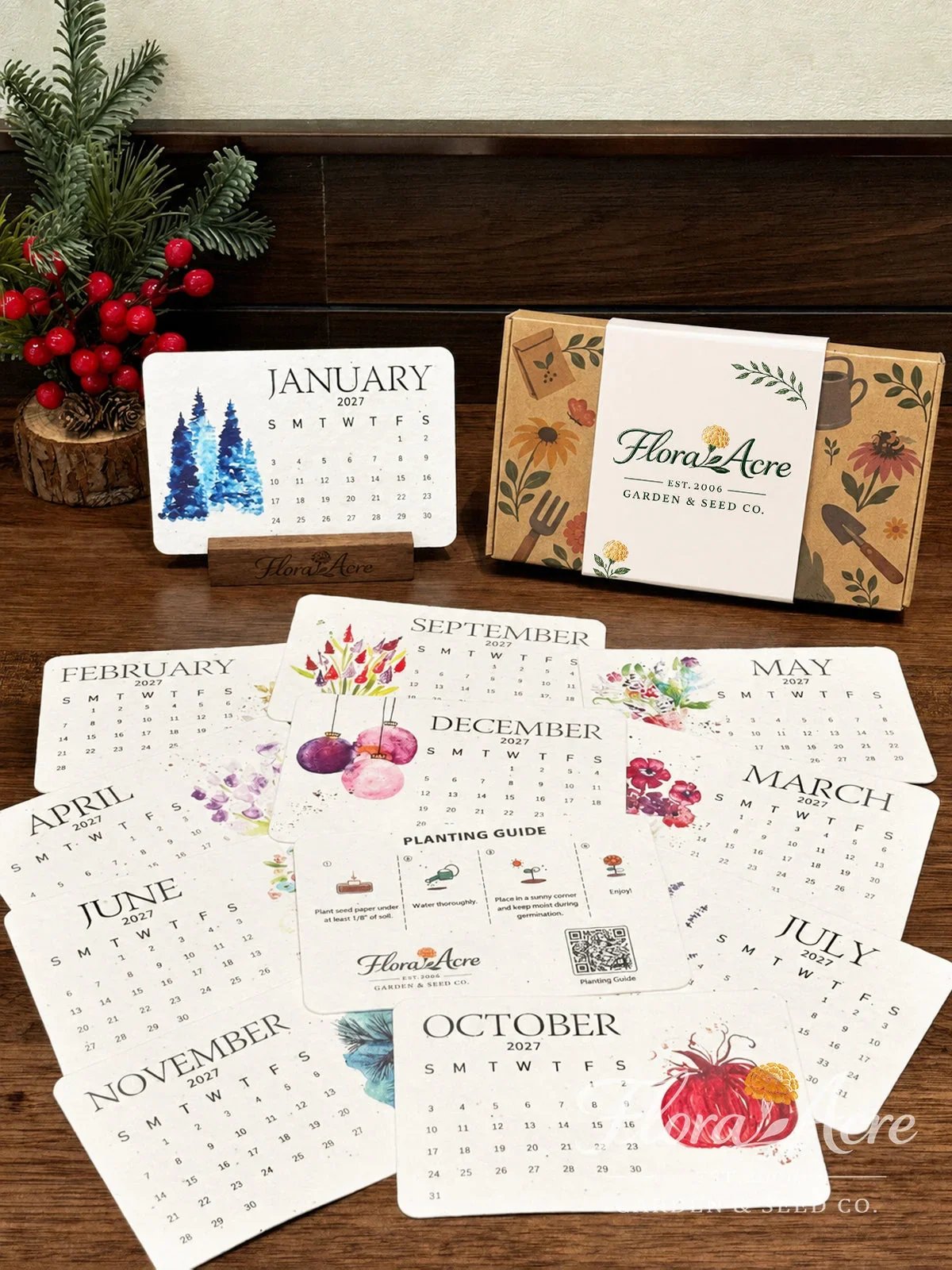 Timeless Seed Calendar 2027 — botanical monthly cards
