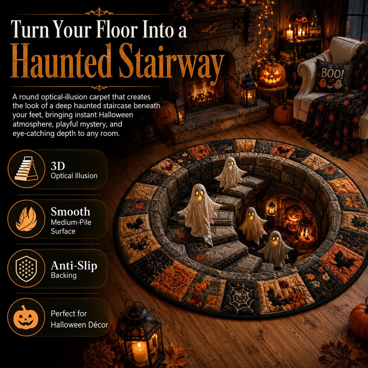 Reemoreemoo haunted vortex round Halloween rug image 13
