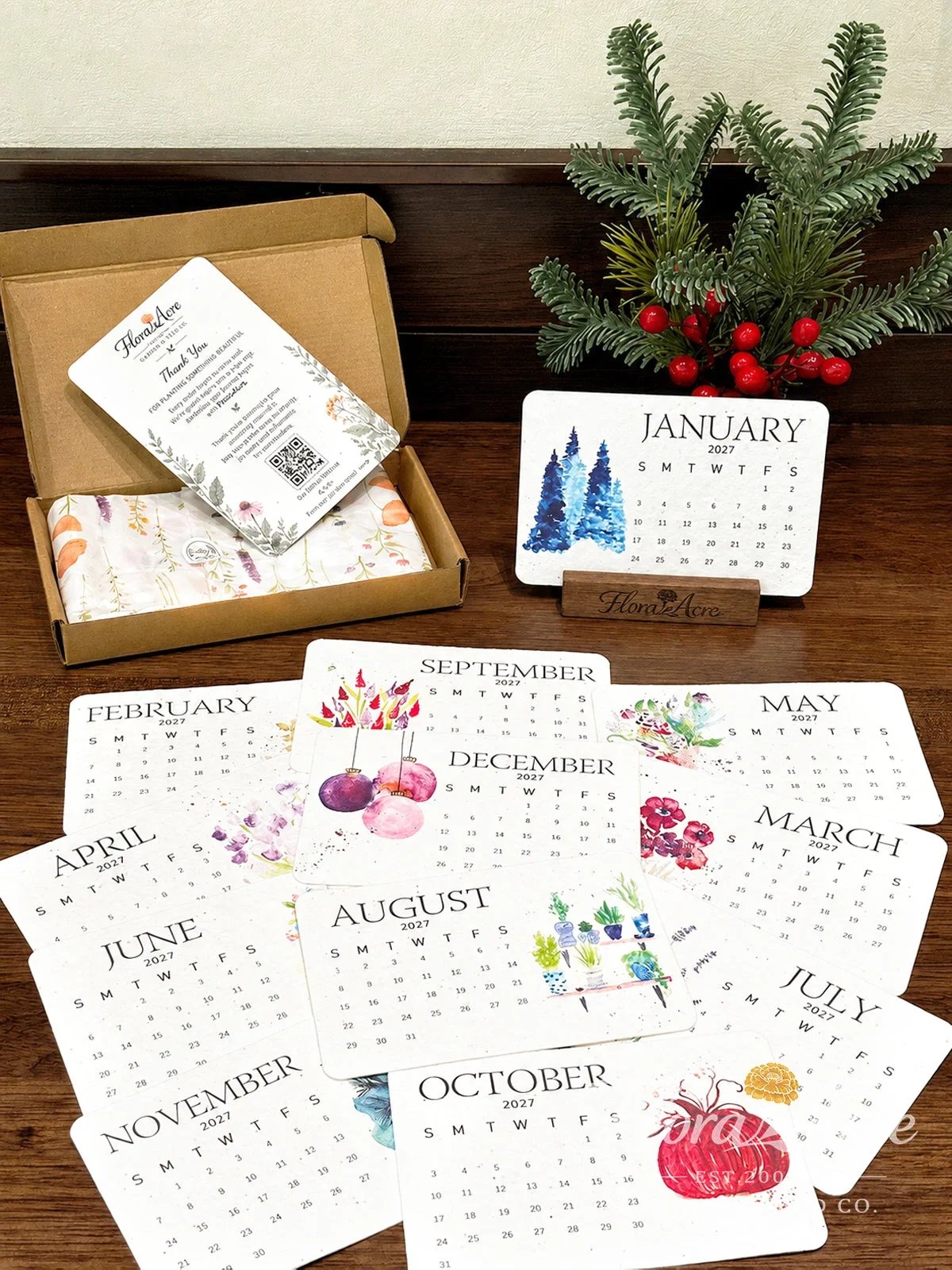Timeless Seed Calendar 2027 — botanical monthly cards