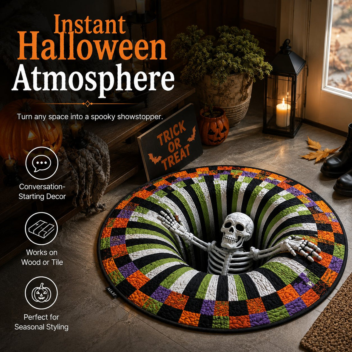 Cachetone haunted vortex round Halloween rug image 32