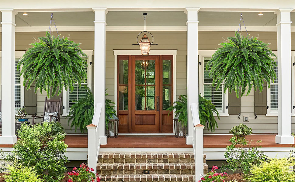 Artificial Boston fern in outdoor weather conditions