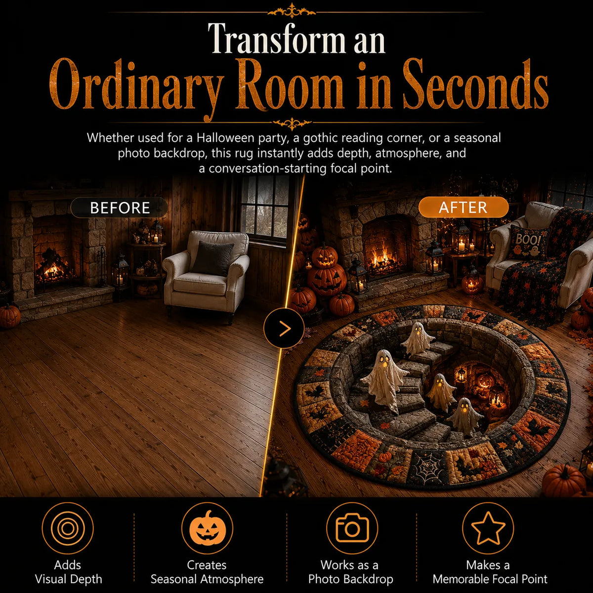 Reemoreemoo haunted vortex round Halloween rug image 15
